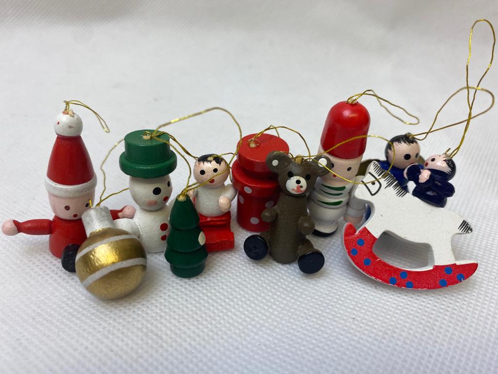 9 Assorted Wooden Christmas Ornaments