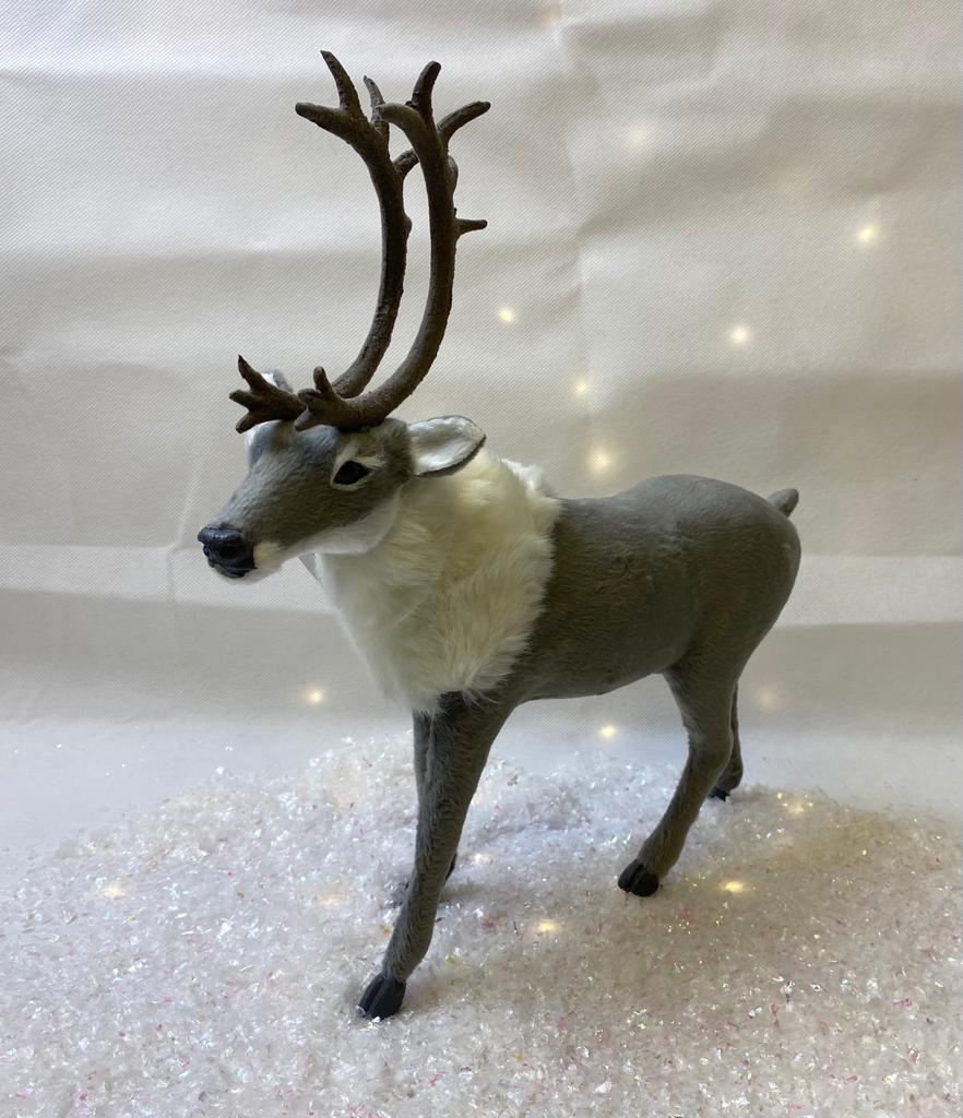 Large Grey Reindeer with Antlers Ornament - 35cm