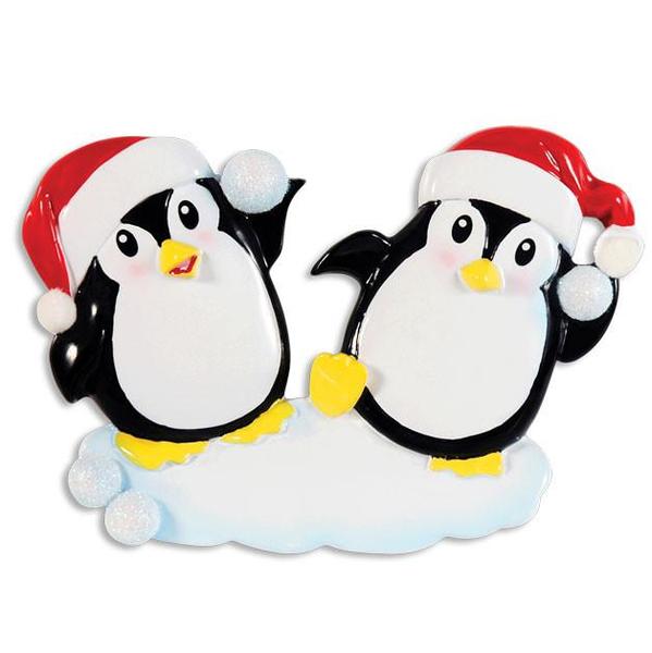 Personalised Couple Penguin Snow Ball Christmas Tree Decoration