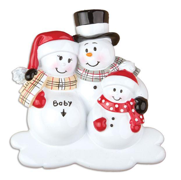 Personalised Expecting Couple Family Snowman Christmas Tree Decoration