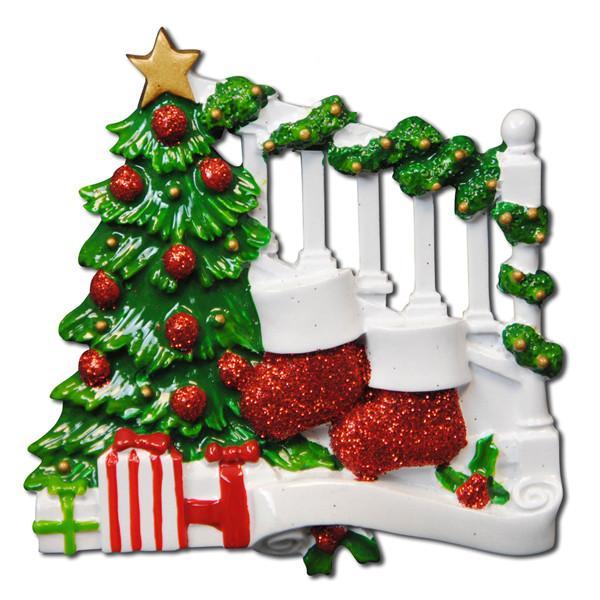 Family personalised Christmas Bannister Stocking Decoration - Red, Green and Full of Glitter!