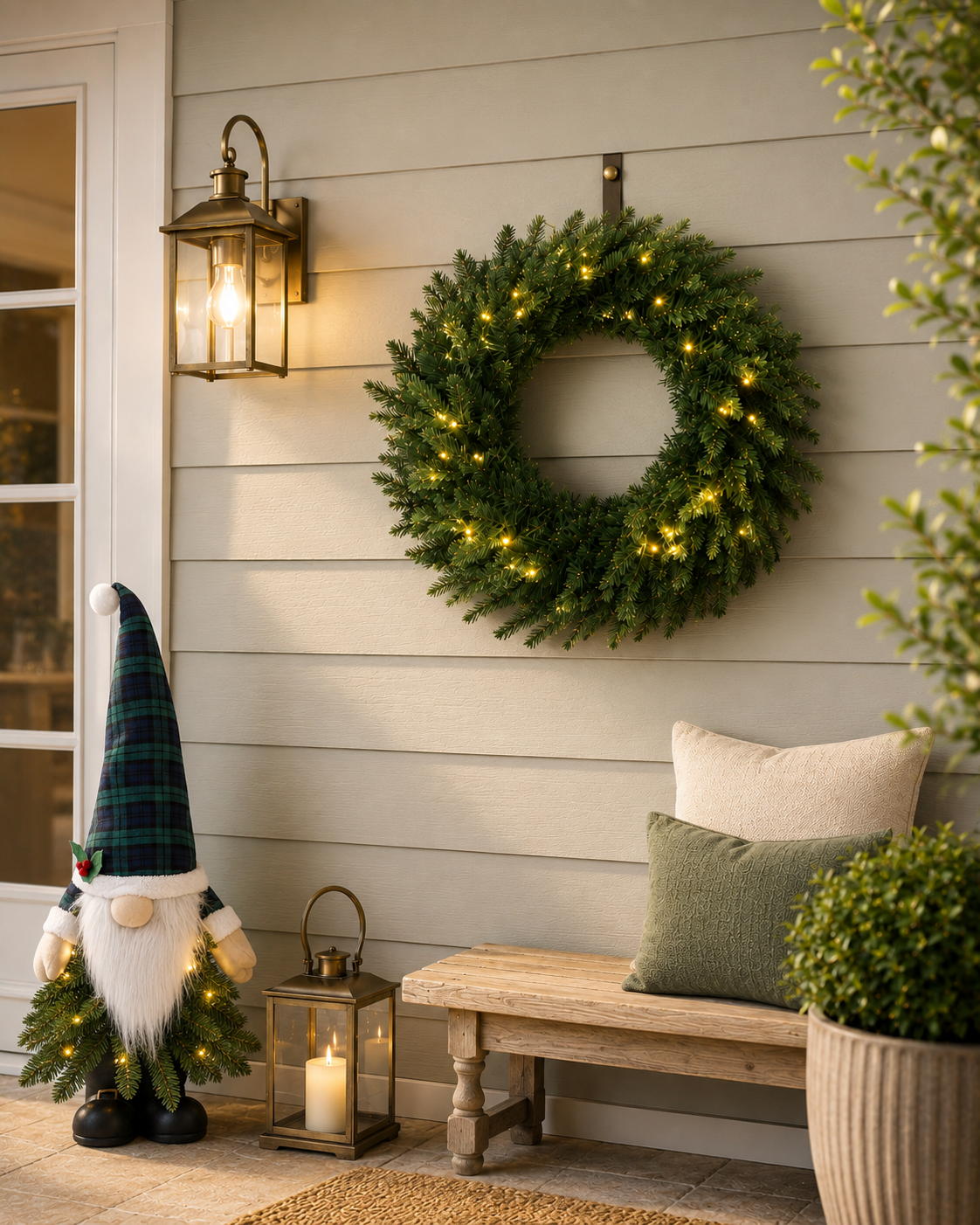 60cm Premium Mixed branch prelit Green Wreath - with timer - Image 3
