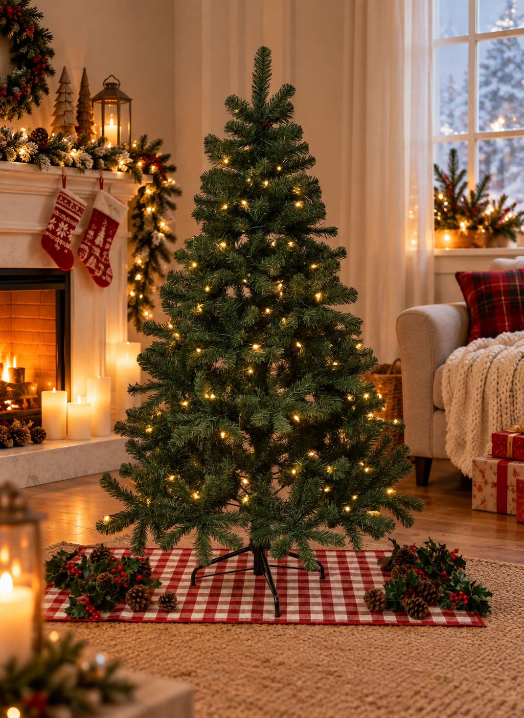 Complete Green Christmas Bundle – 7 Piece Set with Pre-Lit Tree, Garland, Wreath, Hamish, Star & Storage Bags - Image 3
