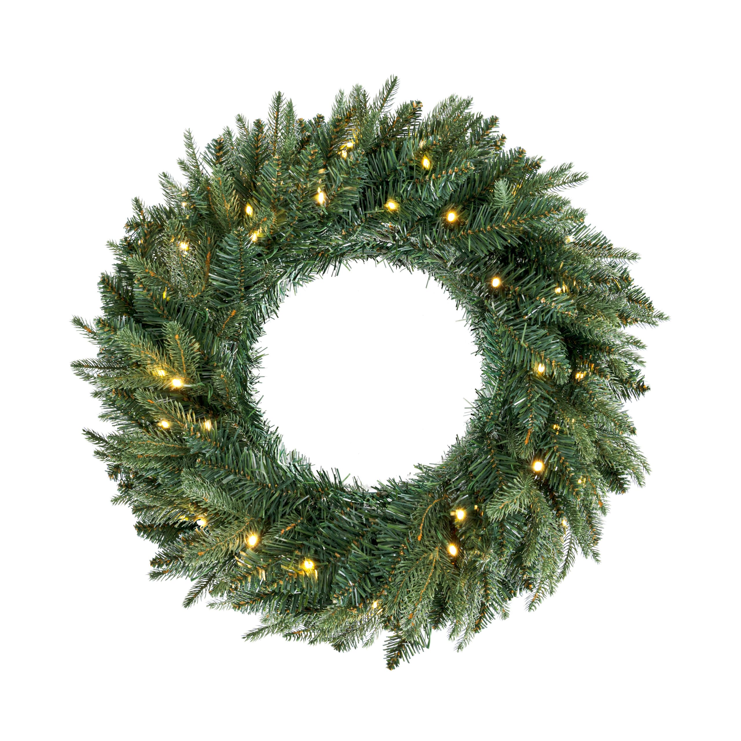 60cm Premium Mixed branch prelit Green Wreath - with timer - Image 4